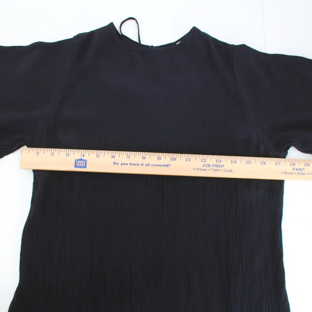 Rue Stiic Crinkle Textured Mini Dress Flutter Sleeve Keyhole Tie Black Small - Picture 10 of 16